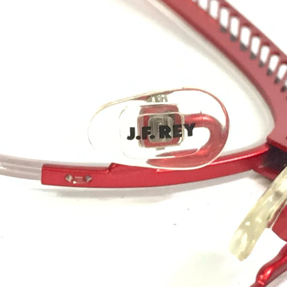 J.F. Rey Eyeglasses Frames JF2574 3035 Red Black Demi Half Rim Cat Eye 54-17-136